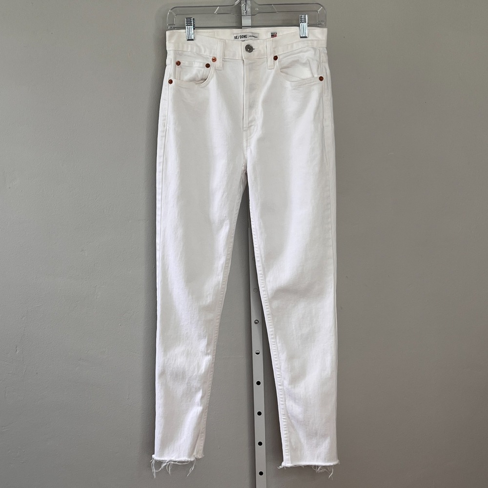 Re/Done Jeans Womens‎ High-Rise Ankle Crop Stretch White 90s Casual Beach 27